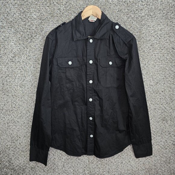 True Religion Shirt Mens Medium Black‎ Snap Button Long Sleeve Collared Casual - Picture 1 of 7